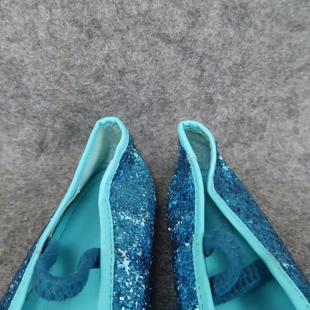 Chasing Fireflies Shoes Kids 2 Ballet Flats Elastic Strap Slip On Blue Glitter